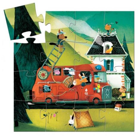 Puzzle Djeco - Mașina de pompieri - 1