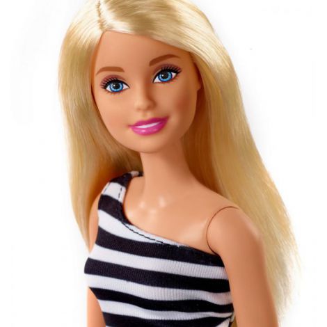 Papusa Barbie Tinute Stralucitoare Blonda Cu Rochita Alb-negru - 3