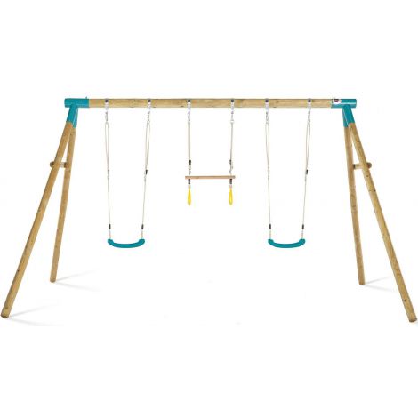 Leagan din lemn pentru 3 copii Mangabey Swing Set Plum 27656