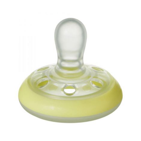 Suzeta de noapte Tommee Tippee Closer to Nature, 6 - 18 luni Breast like soother, Alb/Galben, 2 buc - 6