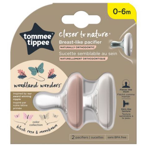 Suzeta Tommee Tippee Closer to Nature, 0-6 luni Breast like pacifier, Gri/Maro, 2 buc - 3