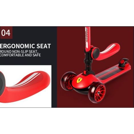Trotineta pliabila ferrari twist rosie cu scaun