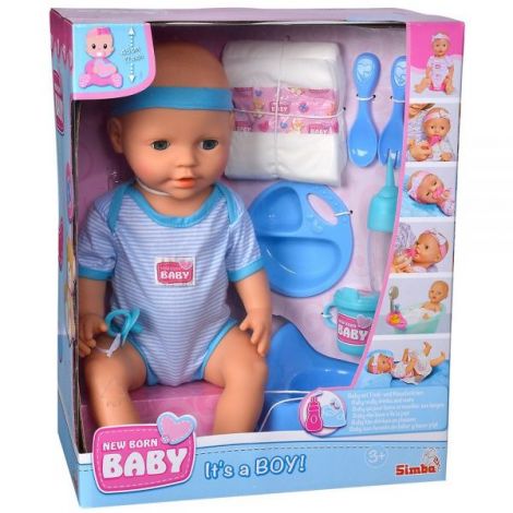 Papusa Simba New Born Baby, Baby Doll 43 cm cu accesorii albastru - 11