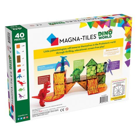 Magna Tiles Dino World, set magnetic 40 de piese - 1