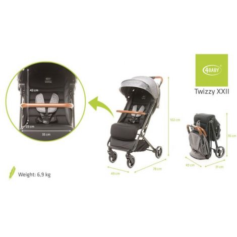 Carucior sport compact (max. 22 Kg) 4Baby TWIZZY Gri Inchis - 9