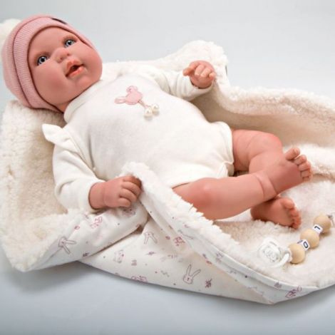 Papusa Reborn bebelus realist care respira, Arias Ona 45 cm White/Pink - 5