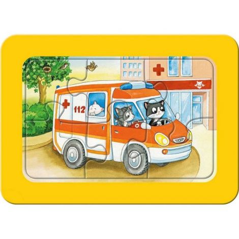 Puzzle Animale Conducand Vehicule, 3X6 Piese - 3