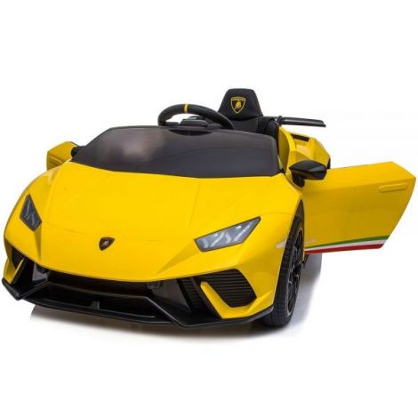 Masinuta electrica Chipolino Lamborghini Huracan yellow cu scaun din piele si roti EVA - 12