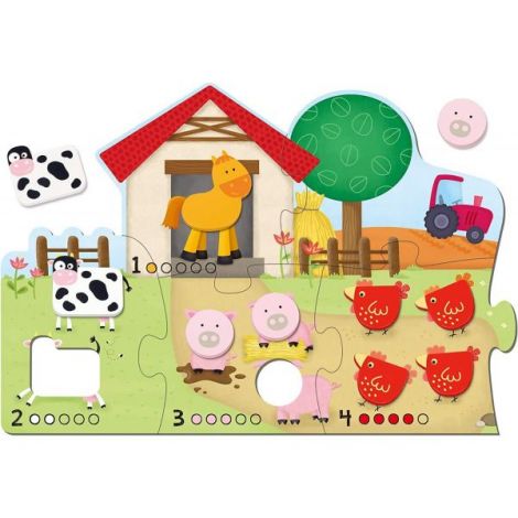 Puzzle - numaram animalele de la ferma ( 6 piese) - 3
