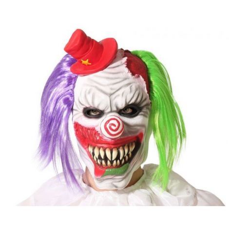 Masca clown horror peruca bicolora - marimea 158 cm