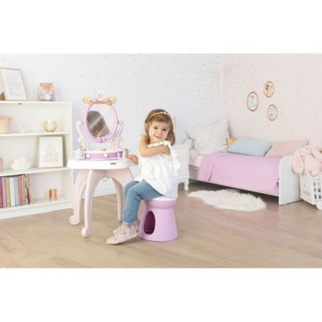 Jucarie Smoby Masuta de machiaj Disney Princess 2 in 1 roz cu accesorii - imagine 4