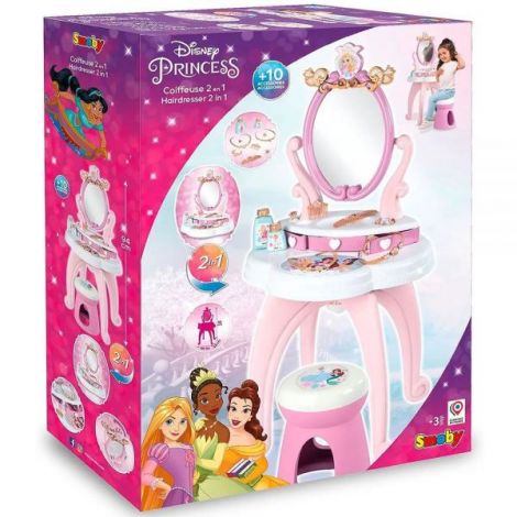 Jucarie Smoby Masuta de machiaj Disney Princess 2 in 1 roz cu accesorii - imagine 9
