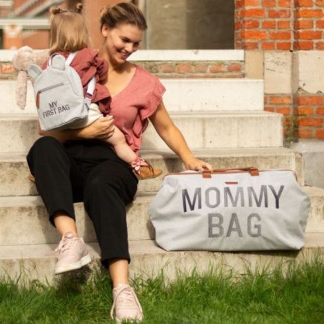 Geanta de infasat Childhome Mommy Bag Panza Oxford Gri - 4