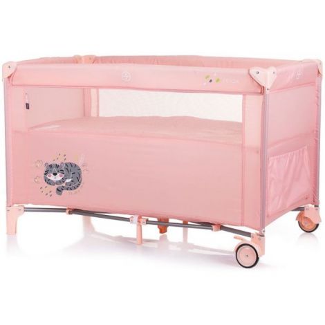 Patut pliabil Chipolino Relax flamingo tiger cu laterala culisanta