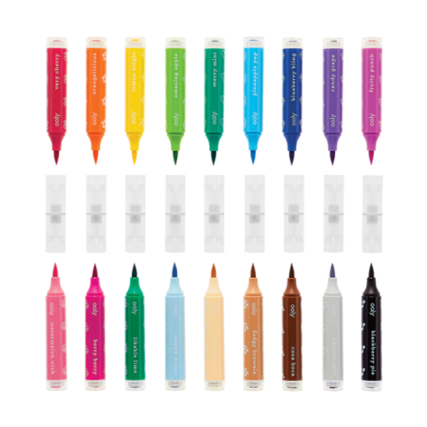 Carioci lavabile duble cu stampile Stampables- Set de 18