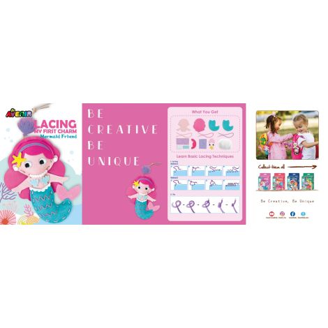 Set creativ de cusut cu tehnica siretului - Primul meu Pandantiv Sirena, nivel 3 - imagine 4