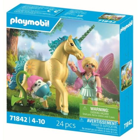 Playmobil - Jucarie de rol Figurina de colectie unicornul Sunshine Blossom si zana - imagine 3