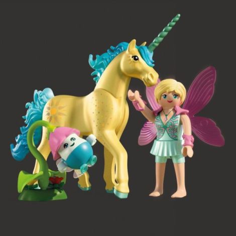 Playmobil - Jucarie de rol Figurina de colectie unicornul Sunshine Blossom si zana - imagine 5