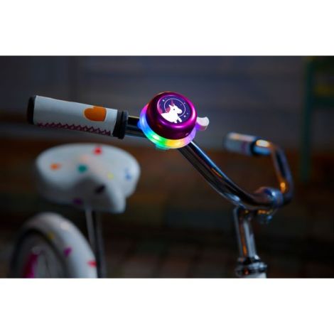 Clopotel cu lumini LED multicolore pentru bicicleta, roz