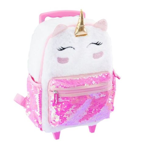 Ghiozdan troler fetita Girabrilla ,   Unicorn Magic, cu paiete reversibile si roti rezistente - 1 | YEO