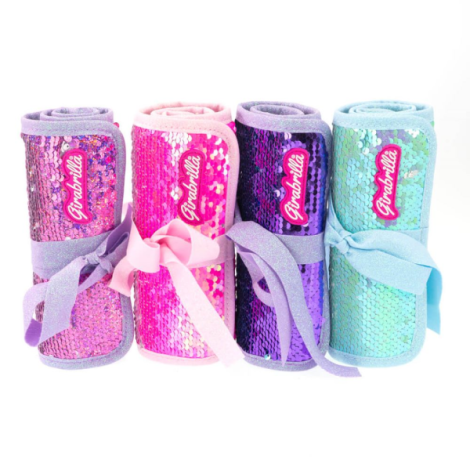 Penar rulabil Girabrilla ,   cu paiete reversibile si set 12 pixuri gel + 6 markere duble