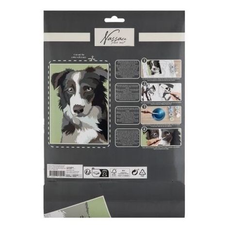 Set creativ, Pictura pe numere cu 9 culori acrilice incluse, model catel, Nassau