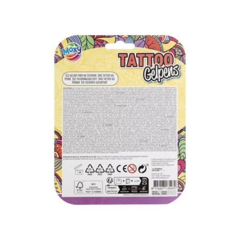 Set creativ,4 pixuri cu gel si sabloane pentru tatuaje, Tattoo Gelpens Metallic - imagine 2