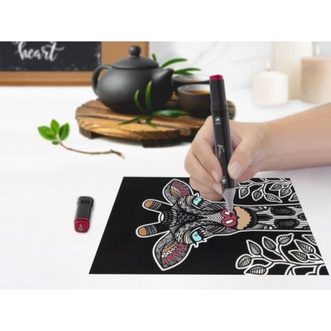 Set creativ de colorat pe fundal de catifea, Velvet Paper, prajituri, planse catifelate, A5 - imagine 3