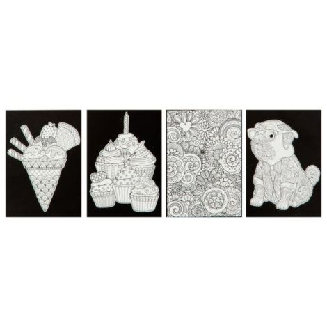 Set creativ de colorat pe fundal de catifea, Velvet Paper, prajituri, planse catifelate, A5 - imagine 4