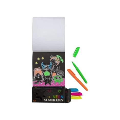 Carte de colorat cu 5 markere neon, spatiu - imagine 3