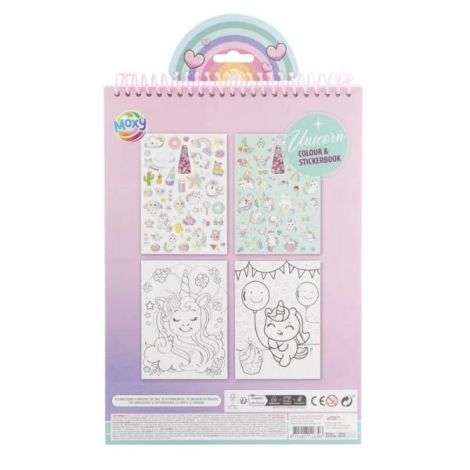 Carte de colorat cu abtibilduri si sclipici, model cu unicorn, A4, 16 pagini - imagine 2
