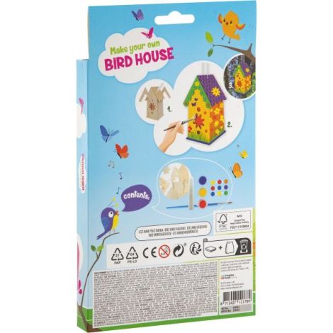 Set creativ DIY, Mini casuta pasarelelor, construieste si picteaza, model cu floricele - imagine 2