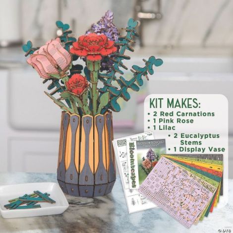 Set constructie Buchet de flori, din lemn, Bloomscapes Blossom Bouquet - set creativ 450 piese - imagine 3