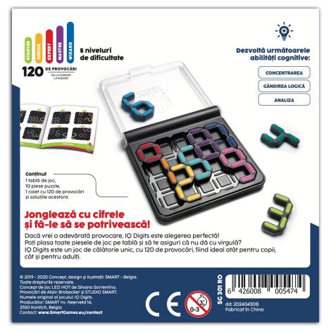 Smart Games - IQ Digits, joc de logica cu 120 de provocari, 7+ ani, editie lb. Romana - imagine 5