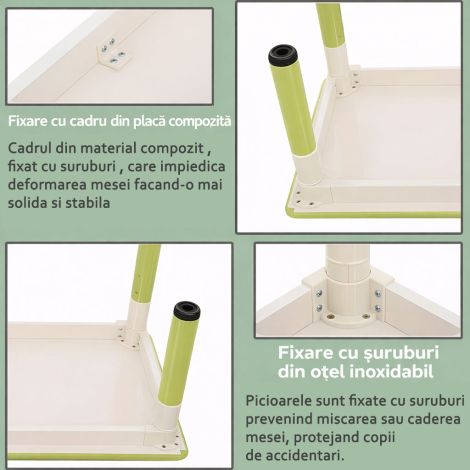 Masa alb-albastru patrata din plastic reglabila mas 1-3 pentru gradinita - imagine 2