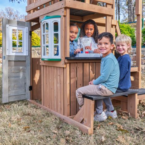 Complex de joaca din lemn, max 12 copii, cu 3 niveluri, Panorama Tower Playhouse, Cedar Summit P280226 - imagine 10