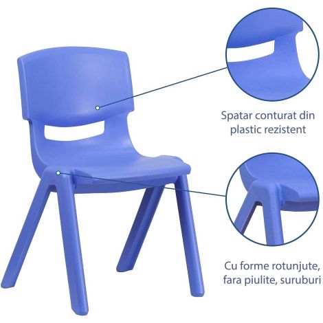 Scaun din plastic pentru gradinita – marimea 2 – turcoaz inchis - imagine 2