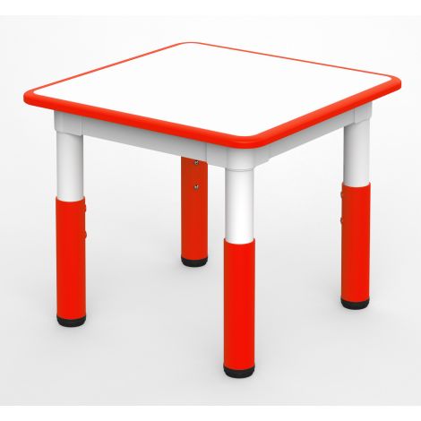 Masa alb-rosu patrata din plastic reglabila mas 1-3 pentru gradinita - imagine 3