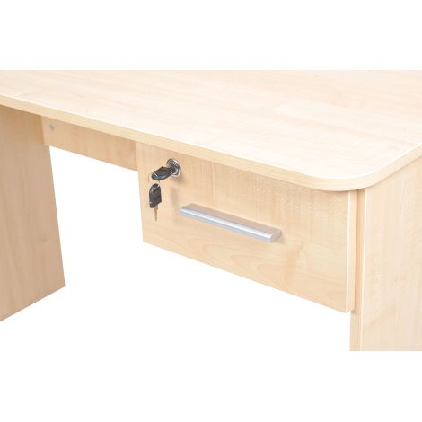 Birou catedra 120x60x76 cm, colturi rotunjite, 1 sertar lateral cu incuietoare, culoare artar - imagine 3