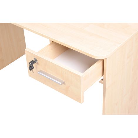 Birou catedra 120x60x76 cm, colturi rotunjite, 1 sertar lateral cu incuietoare, culoare artar - imagine 4