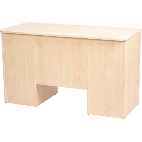 Birou catedra 130x60x76 cm, colturi rotunjite, 2 corpuri laterale si sertar central, cu incuietoari, culoare artar - imagine 2