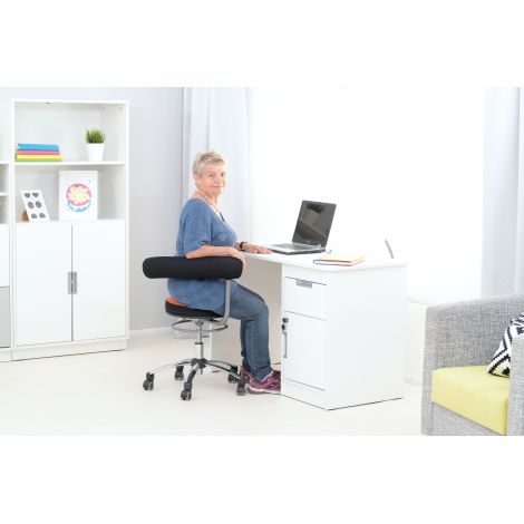 Birou catedra 120x60x76 cm, colturi rotunjite, corp lateral cu sertar si caseta cu incuietoare, culoare alb - alb - imagine 2