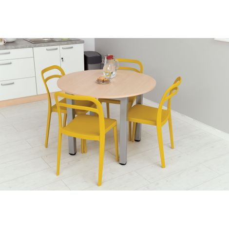 Masa rotunda, diam 100 cm, inaltime 76 cm, culoare artar, scoala, sala asteptare - imagine 5