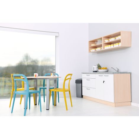 Masa rotunda, diam 100 cm, inaltime 76 cm, culoare artar, scoala, sala asteptare - imagine 6