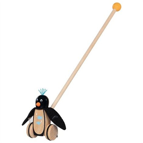 Jucarie de impins din lemn, Pinguinul Paul, de la 18 luni - imagine 2