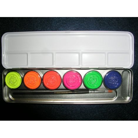 Set 6 culori Fluo - cutie metal