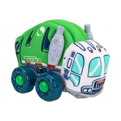 Jucarie moale pentru copii tip masina de Gunoi Globo Tonka cu sunete cu roti si accesorii din plastic Verde