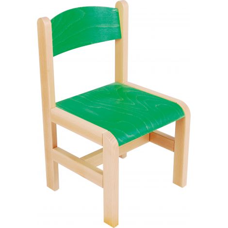 Scaun verde din lemn PF masura 3 pentru gradinita Moje Bambino
