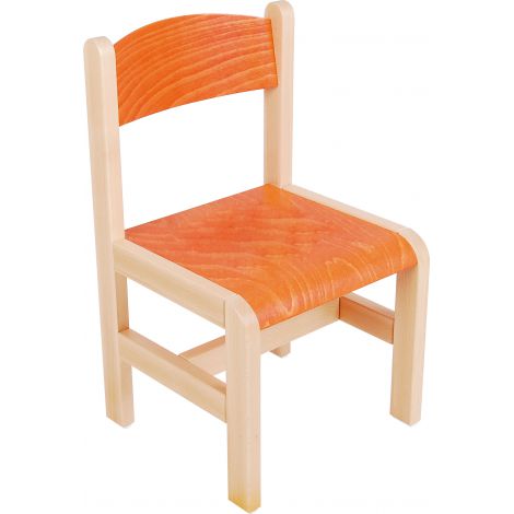 Scaun portocaliu din lemn PF masura 3 pentru gradinita Moje Bambino