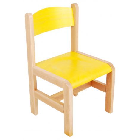 Scaun galben din lemn masura 2 pentru gradinita Moje Bambino